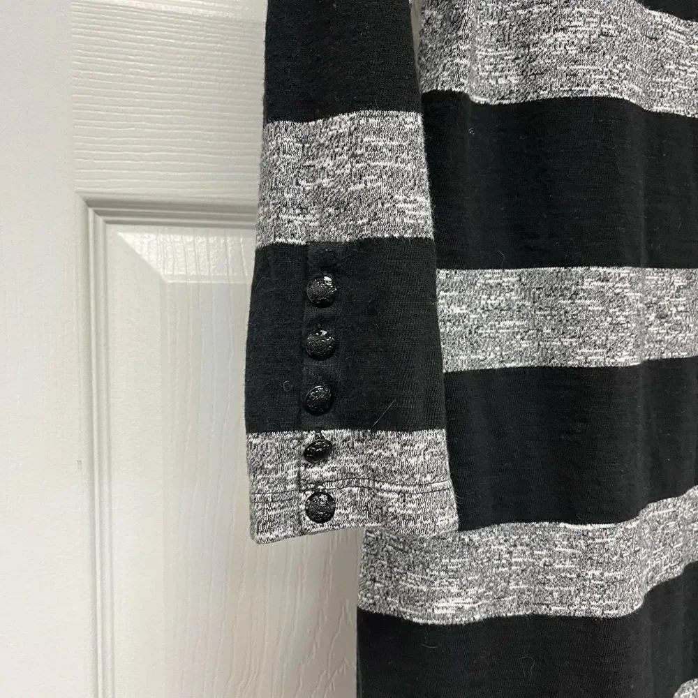 J. Crew Black & Gray Rugby Stripe Knit Shift Dress sz S